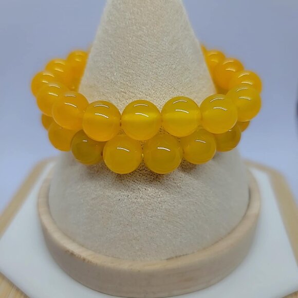 Genuine Natural Yellow Agate Bracelet – High-End Quality With Certificate 10mm - Picture 1 of 8